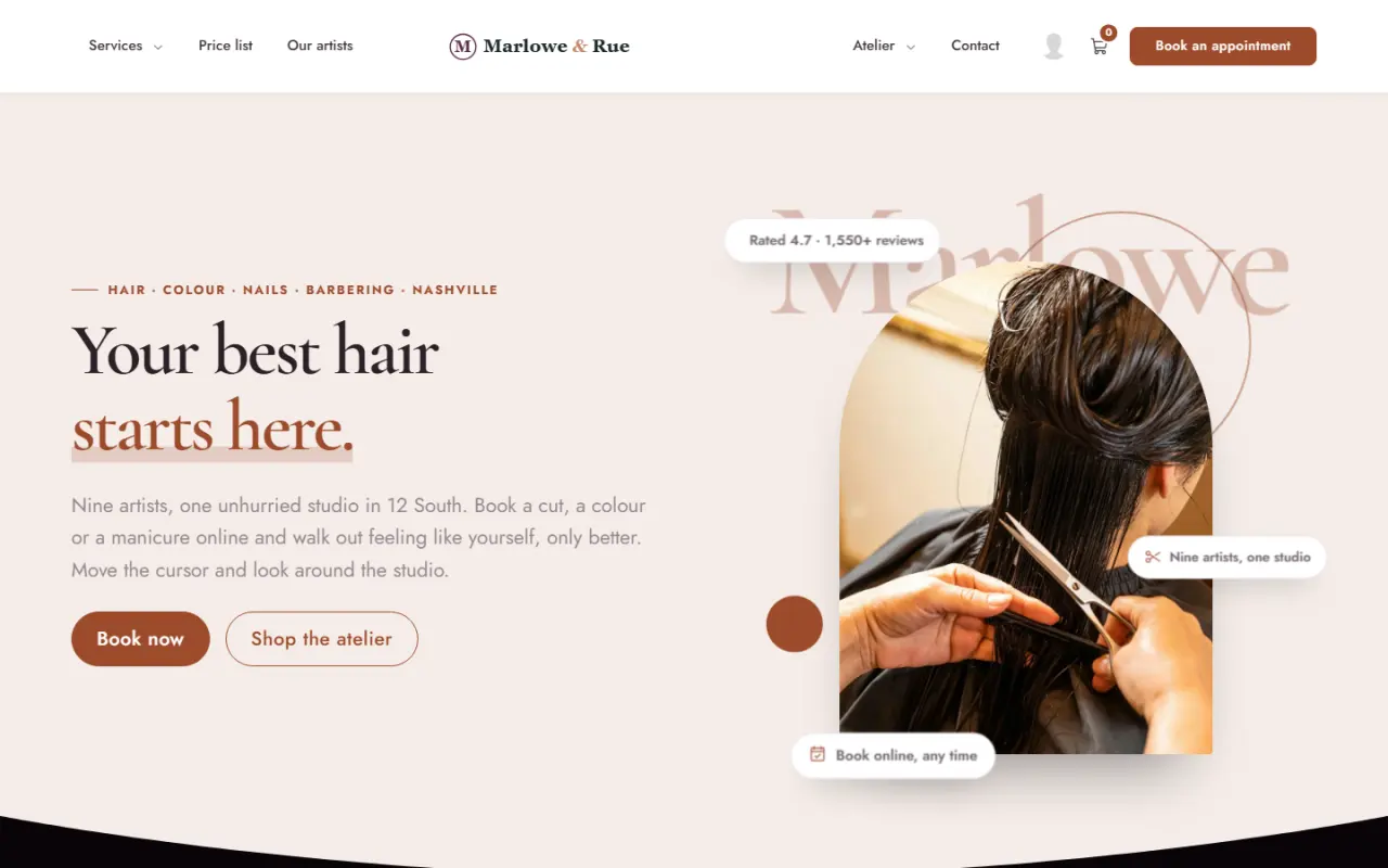 The site with the Rust theme options