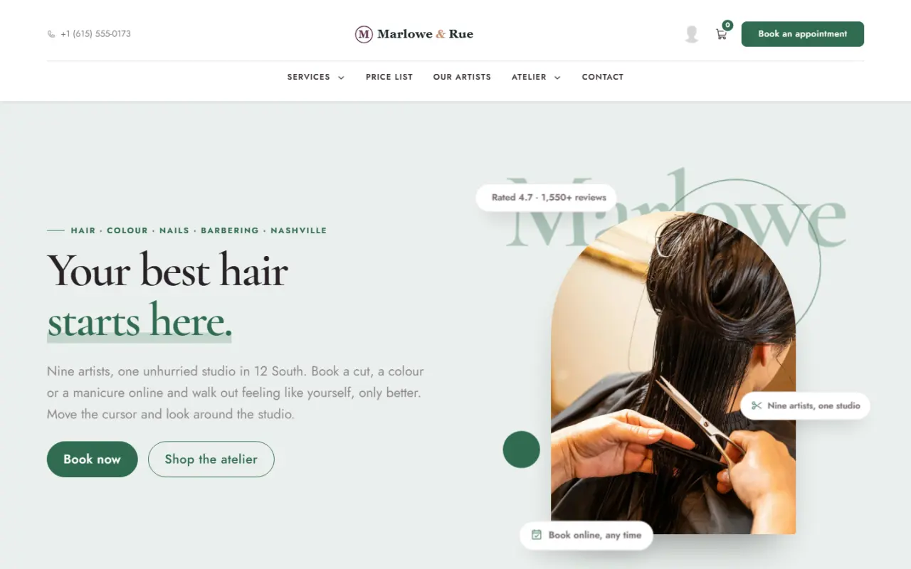 The site with the Forest theme options