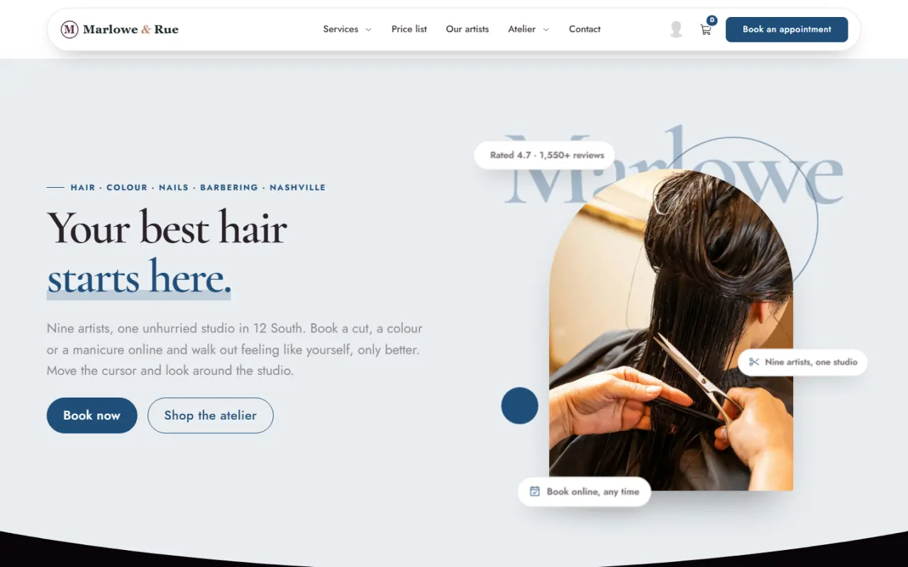 The site with the Ocean theme options