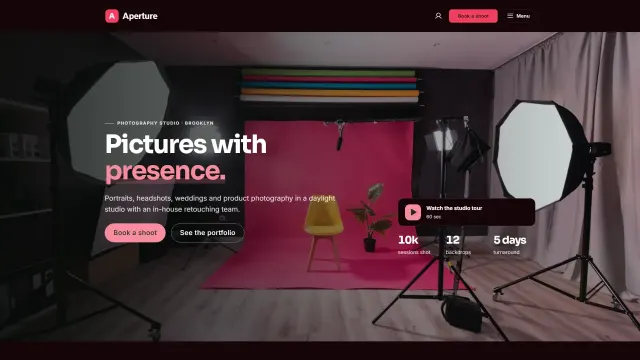 The Aperture demo home page