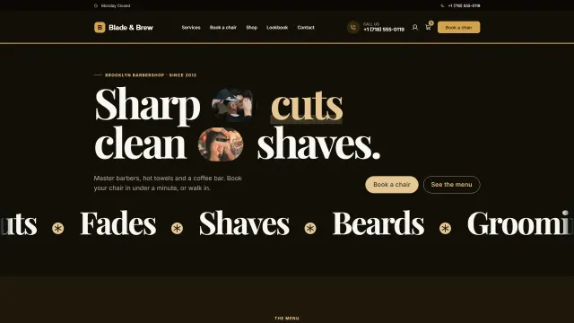 The Blade & Brew demo home page