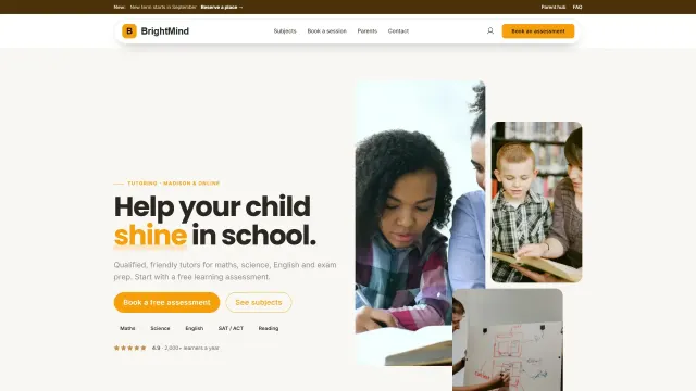 The BrightMind demo home page