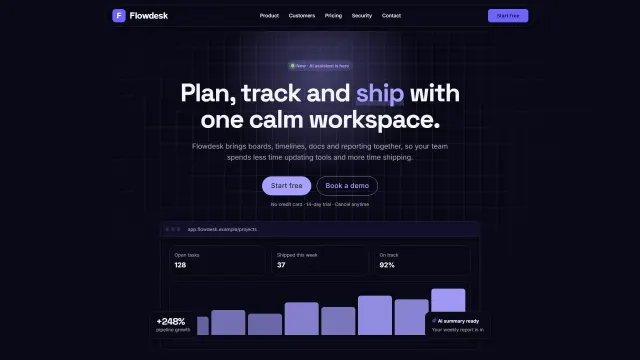 The Flowdesk demo home page