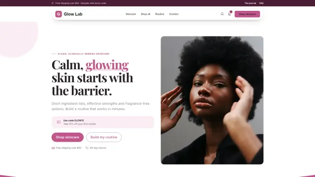 The Glow Lab demo home page
