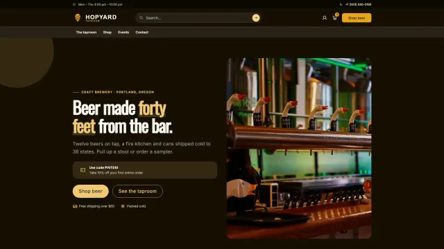 The Hopyard Taproom demo home page