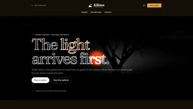 The Kilima Expeditions demo home page