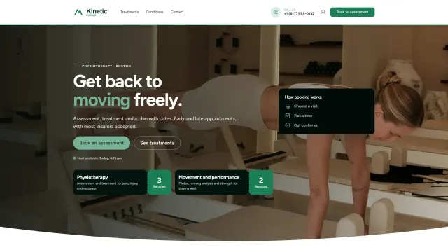 The Kinetic Rehab demo home page