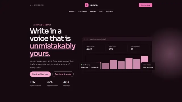 The Lumen demo home page