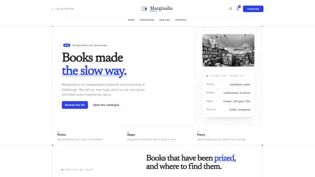 The Marginalia Press demo home page