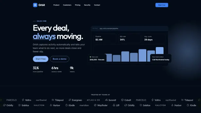 The Orbit demo home page