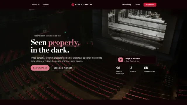 The Cinéma Pallas demo home page