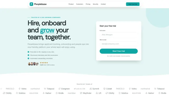 The Peoplebase demo home page