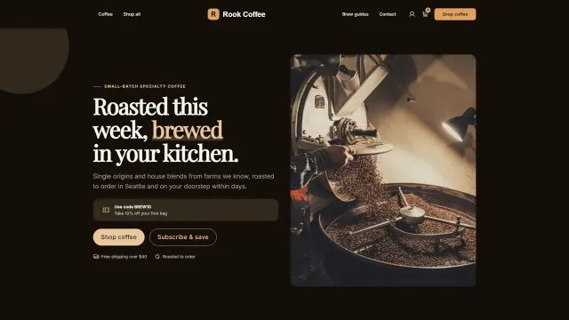 The Rook Coffee demo home page
