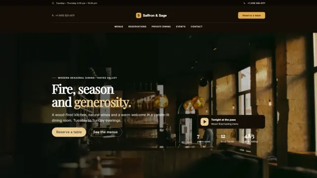 The Saffron & Sage demo home page