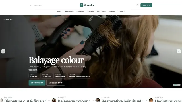 The Serenity Spa & Salon demo home page